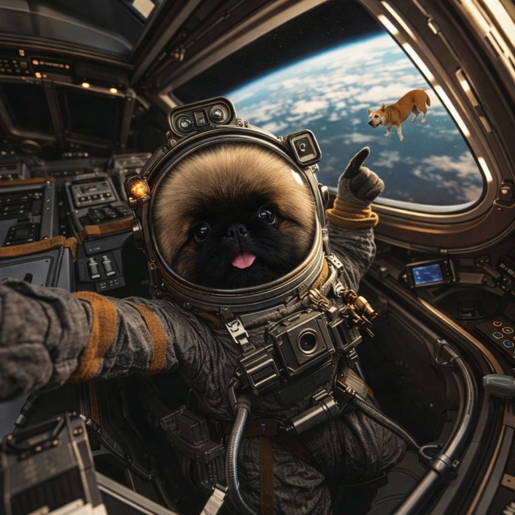 Pluto inside a spacecraft cockpit